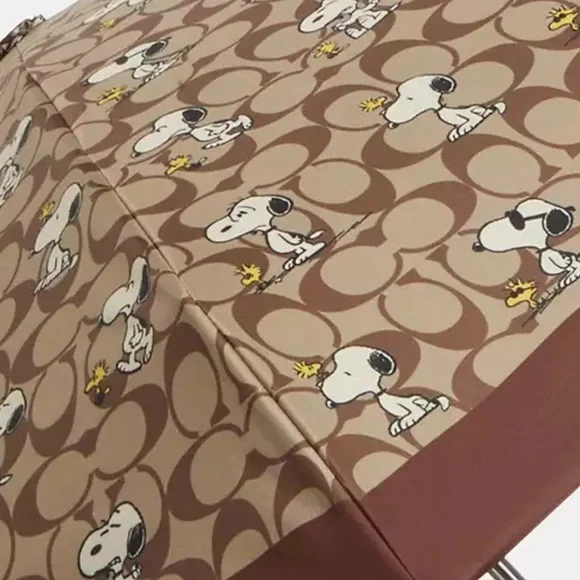 Coach NEW Coach X Peanuts Snoopy Print Brown Multi UV Protection Mini Umbrella - Picture 7 of 16